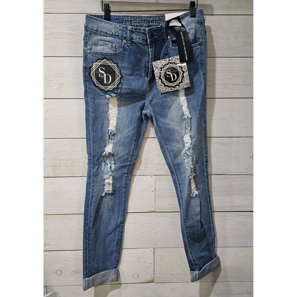 NWT Street Denim Destructed Jeans Size 11/12 - Picture 1 of 9